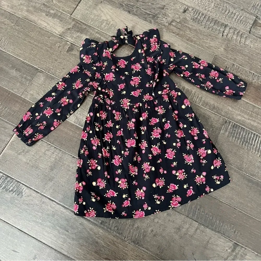 Old Navy Fit & Flare Ruffle Trim Floral Dress Toddler Girl 3T